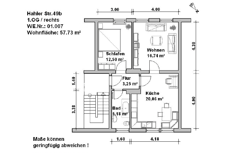 VE 01007 Hahler Str49b  1OG re